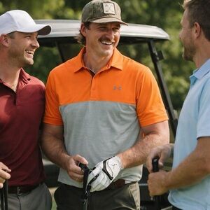 Under Armour Golf Polo EUC Mens Large Tall Orange and Gray